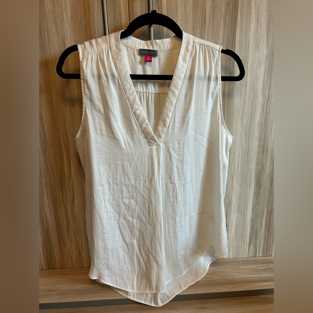 Vince Camuto White Sleeveless Relaxed Blouse